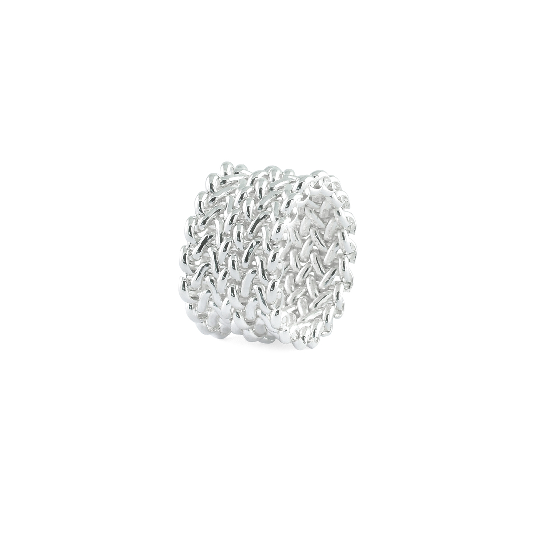 Δαχτυλίδι UNOAERRE ορείχαλκος με πλεχτή αλυσίδα.No57-59