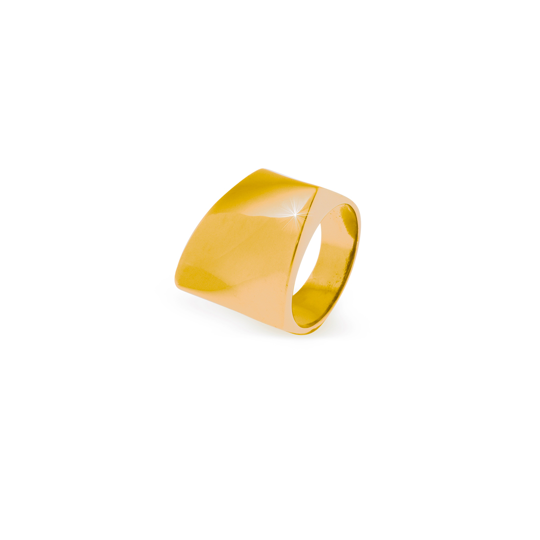 Fancy κίτρινο γυαλισμένο ασήμενιο τετράγωνο δαχτυλίδι