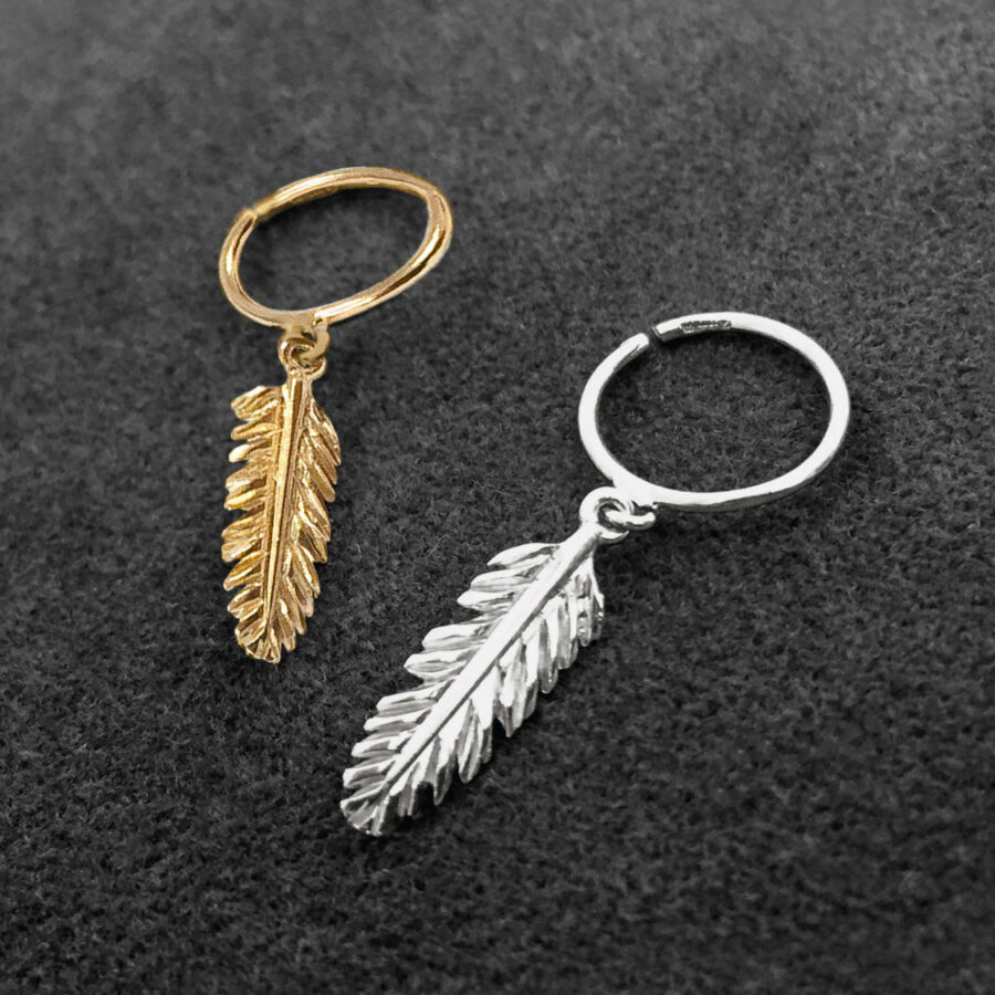 18 Carat Gold Feather Single Earring F-09266-OB00