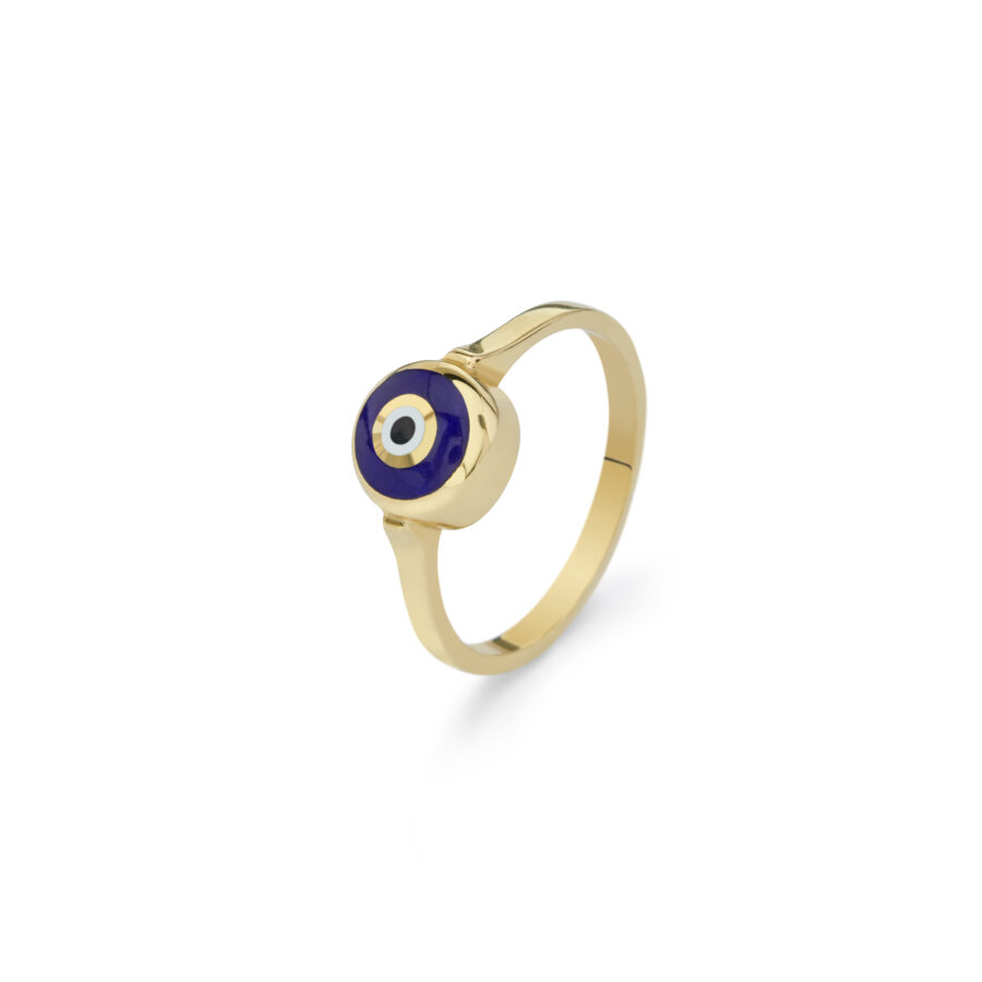 Δαχτυλίδι-μάτι Designers.one Jewelry, κίτρινος χρυσός Κ14 και σμάλτο