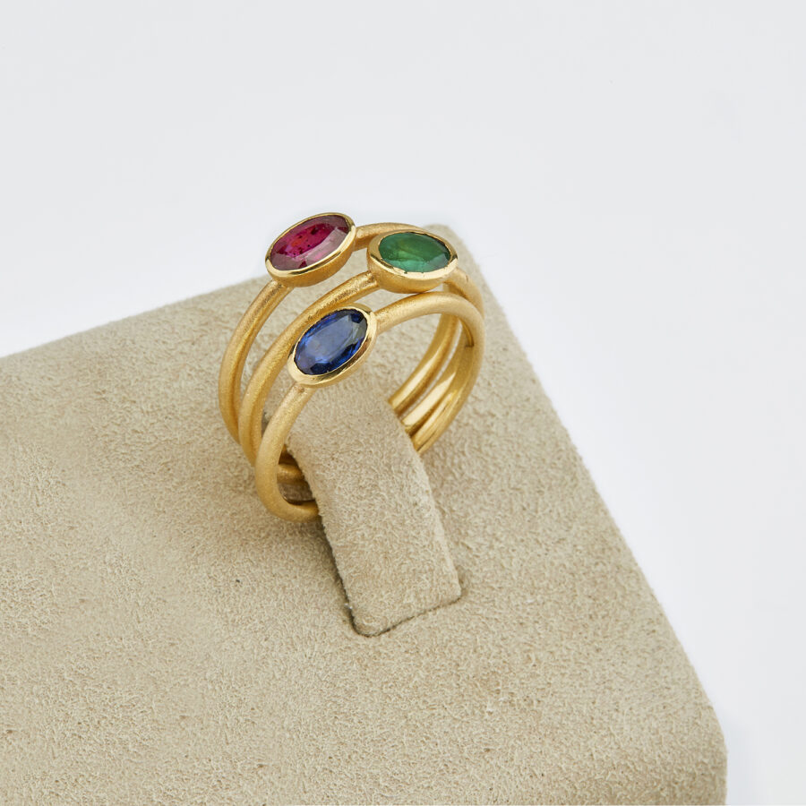 Δαχτυλίδι μονόπετρο Designers.one Jewelry, κίτρινος χρυσός Κ18 με ρουμπίνι